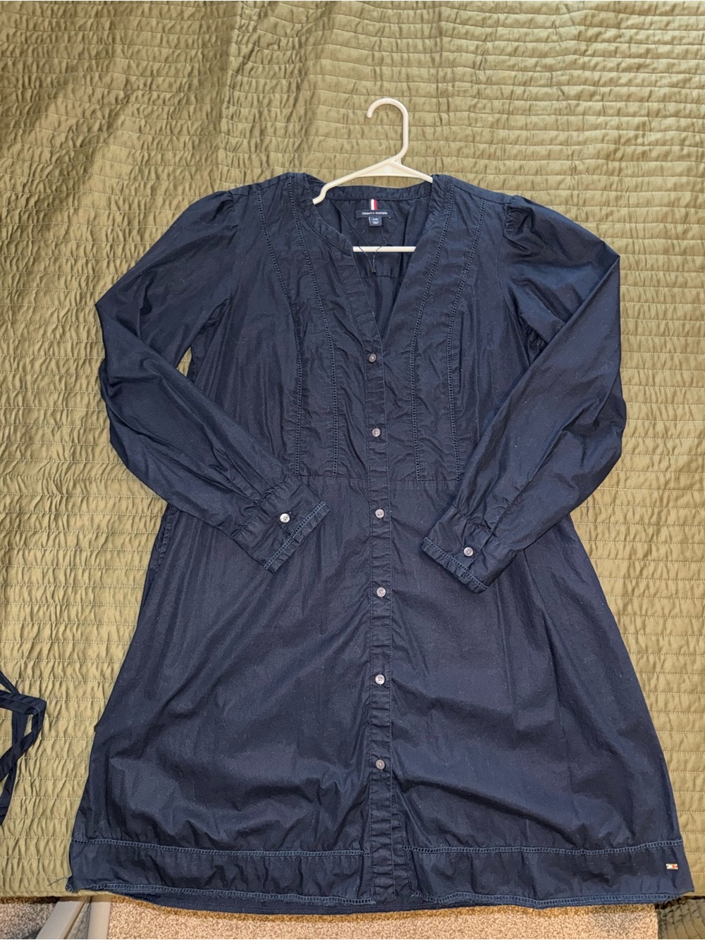 Tommy Hilfiger Dark Navy Long Sleeve Button-Front Dress